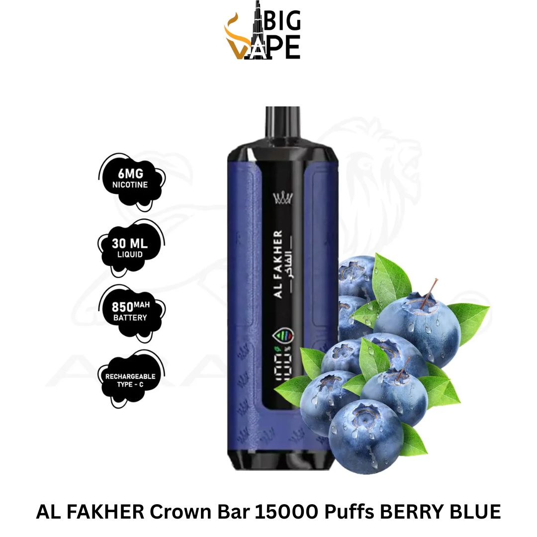 AL FAKHER Crown Bar 15000 Puffs BERRY BLUE in Dubai UAE AL FAKHER Crown Bar 15000 Puffs BERRY BLUE