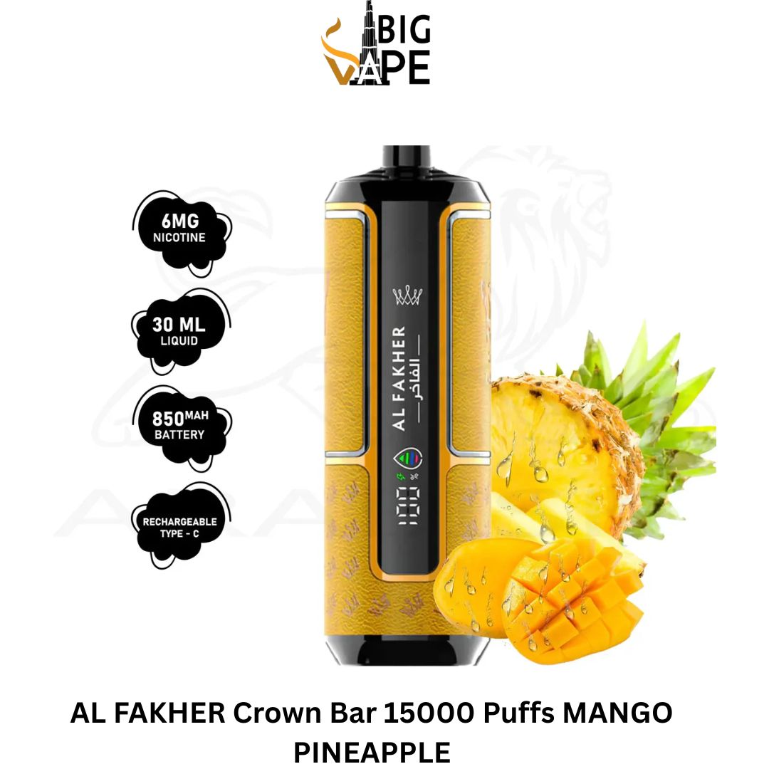 AL FAKHER Crown Bar 15000 Puffs MANGO PINEAPPLE in Dubai UAE AL FAKHER Crown Bar 15000 Puffs MANGO PINEAPPLE