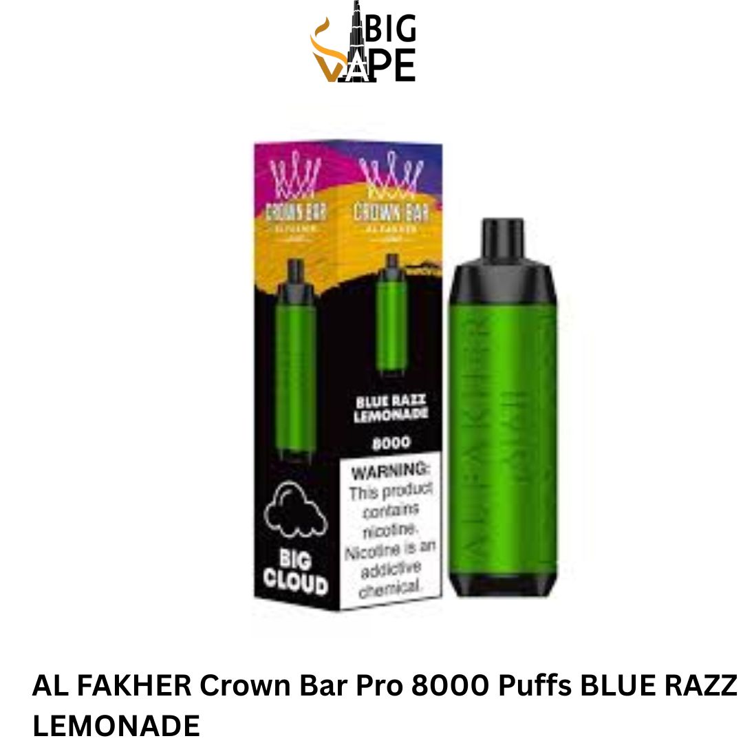 AL FAKHER Crown Bar Pro 8000 Puffs BLUE RAZZ LEMONADE in Dubai UAE AL FAKHER Crown Bar Pro 8000 Puffs BLUE RAZZ LEMONADE