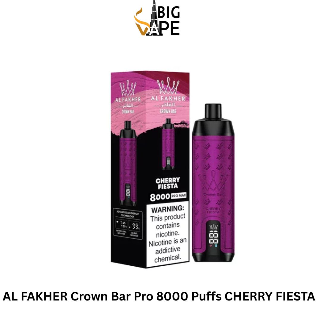AL FAKHER Crown Bar Pro 8000 Puffs CHERRY FIESTA in Dubai UAE AL FAKHER Crown Bar Pro 8000 Puffs CHERRY FIESTA