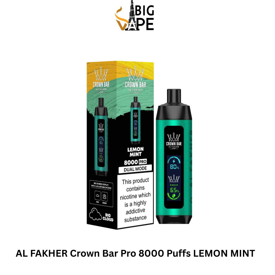 AL FAKHER Crown Bar Pro 8000 Puffs LEMON MINT in Dubai UAE AL FAKHER Crown Bar Pro 8000 Puffs LEMON MINT