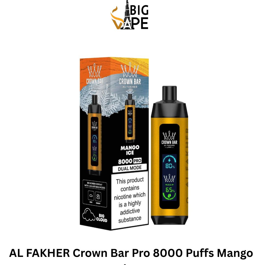 AL FAKHER Crown Bar Pro 8000 Puffs Mango Ice in Dubai UAE AL FAKHER Crown Bar Pro 8000 Puffs Mango Ice