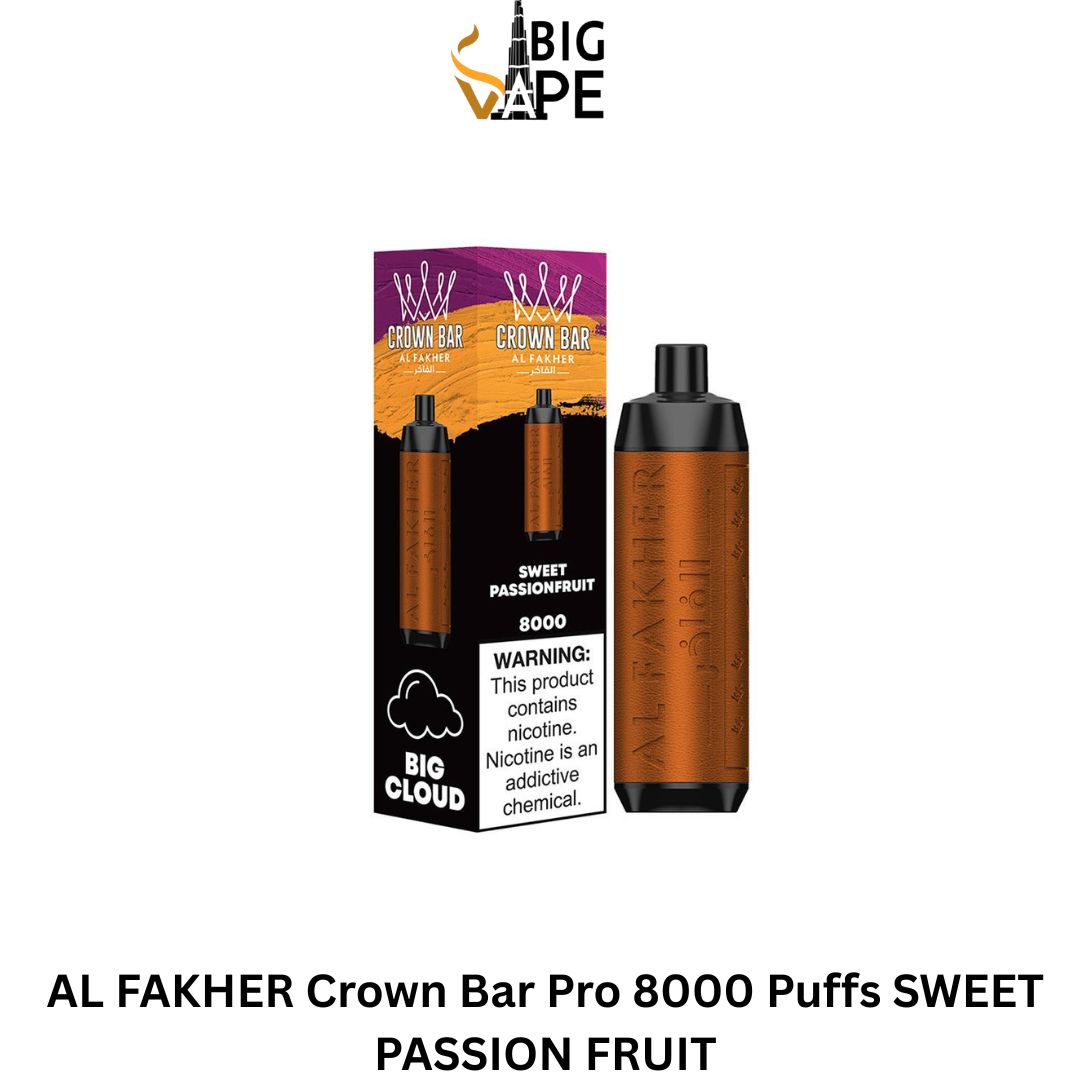 AL FAKHER Crown Bar Pro 8000 Puffs SWEET PASSION FRUIT in Dubai UAE AL FAKHER Crown Bar Pro 8000 Puffs SWEET PASSION FRUIT
