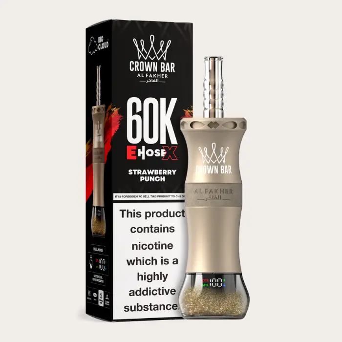 Al Fakher Crown Bar E Hose X 60000 Puffs Strawberry Punch