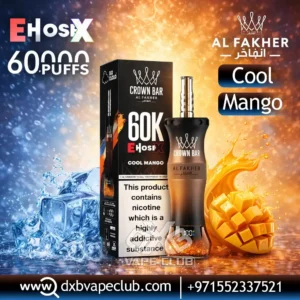 Al Fakher Crown Bar E Hose X 60000 Puffs Cool Mango in Dubai UAE