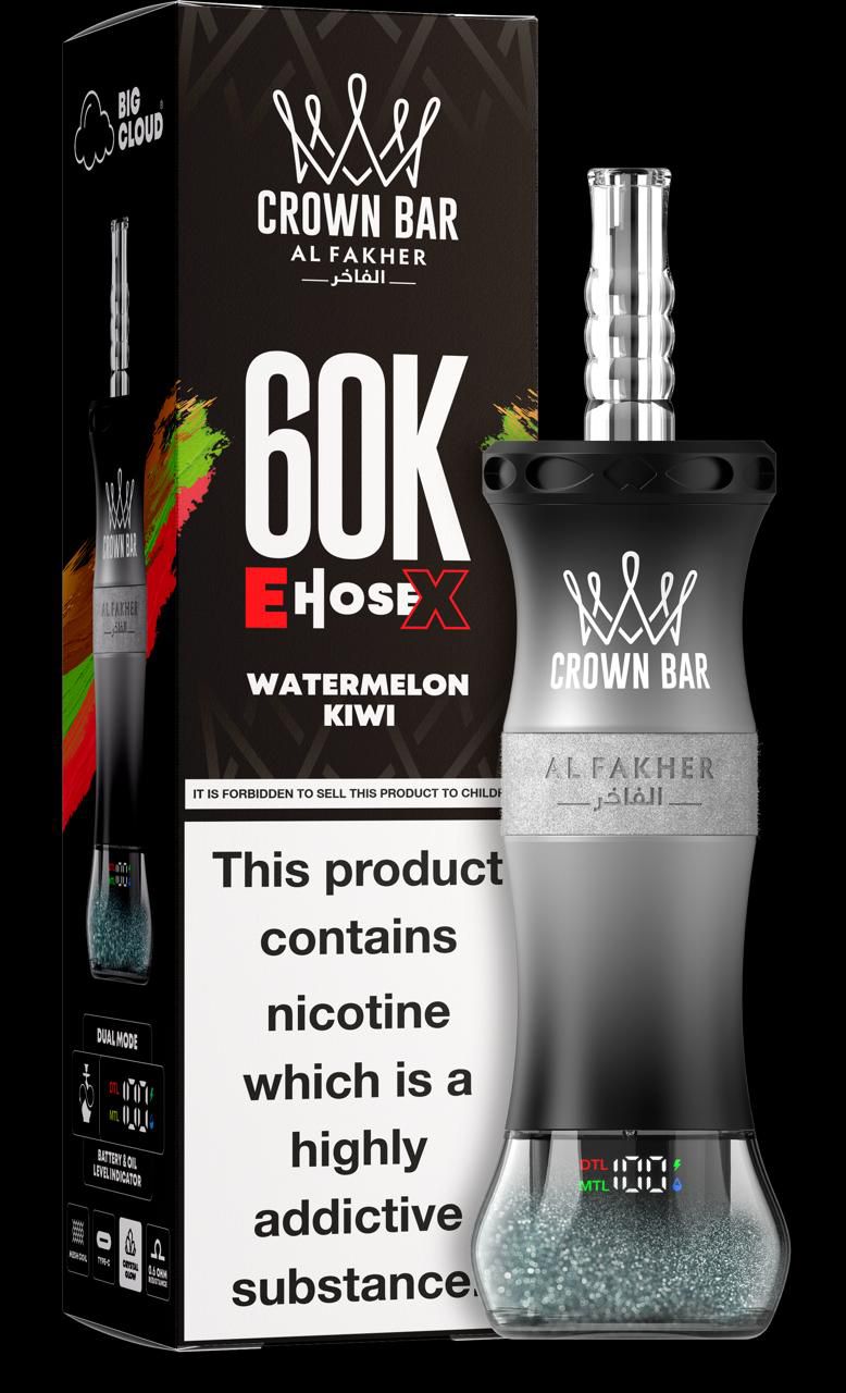 Al Fakher Crown Bar E Hose X 60000 Puffs Watermelon Kiwi
