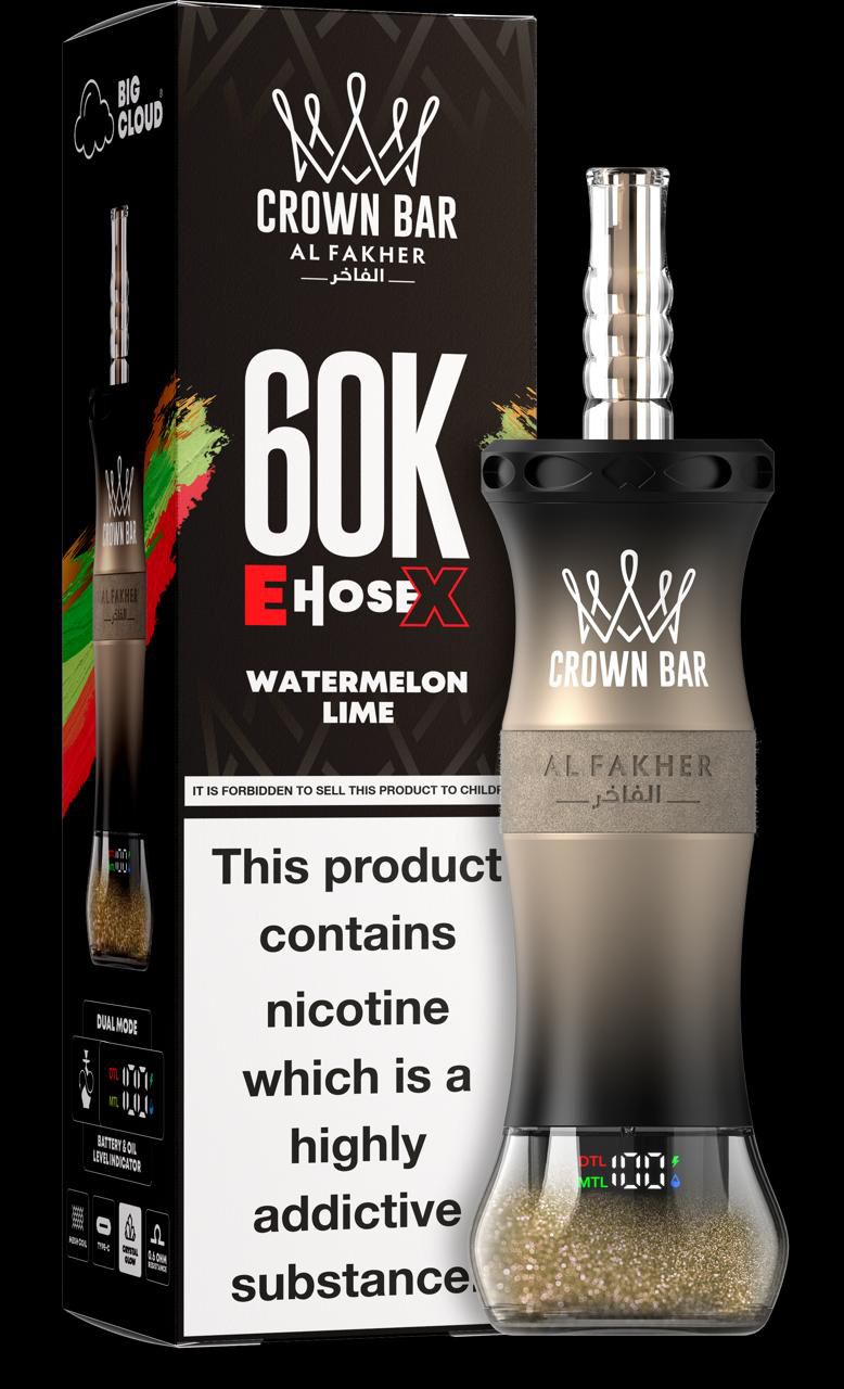 Al Fakher Crown Bar E Hose X 60000 Puffs Watermelon Lime