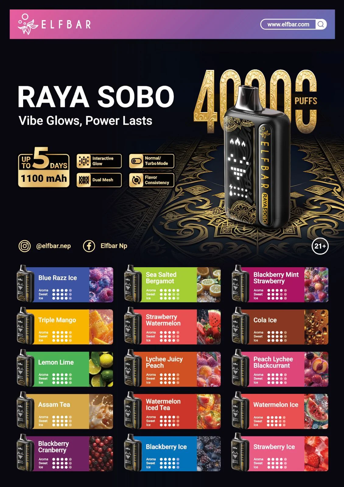 ELFBAR Raya Sobo 40000 Puffs Disposable Vape